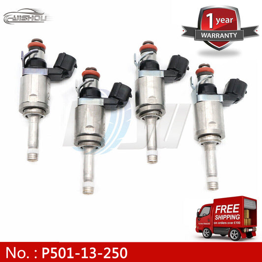 new 4-piece fuel injector kit P501-13-250, suitable for Mazda 2, 3, MX-5, Europe.
