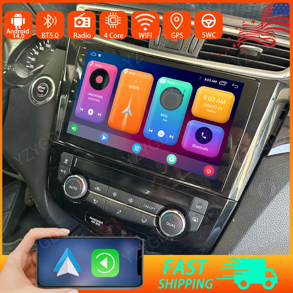 GPS Navi Screen for Nissan Qashqai 2014-2019 Android 14 Carplay Car Stereo Radio
