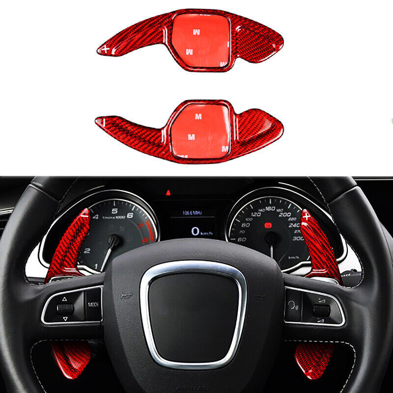 Red Steering Wheel Shift Paddle Shifter Real Carbon Fiber for Audi for A5 Q5 Q7 S5