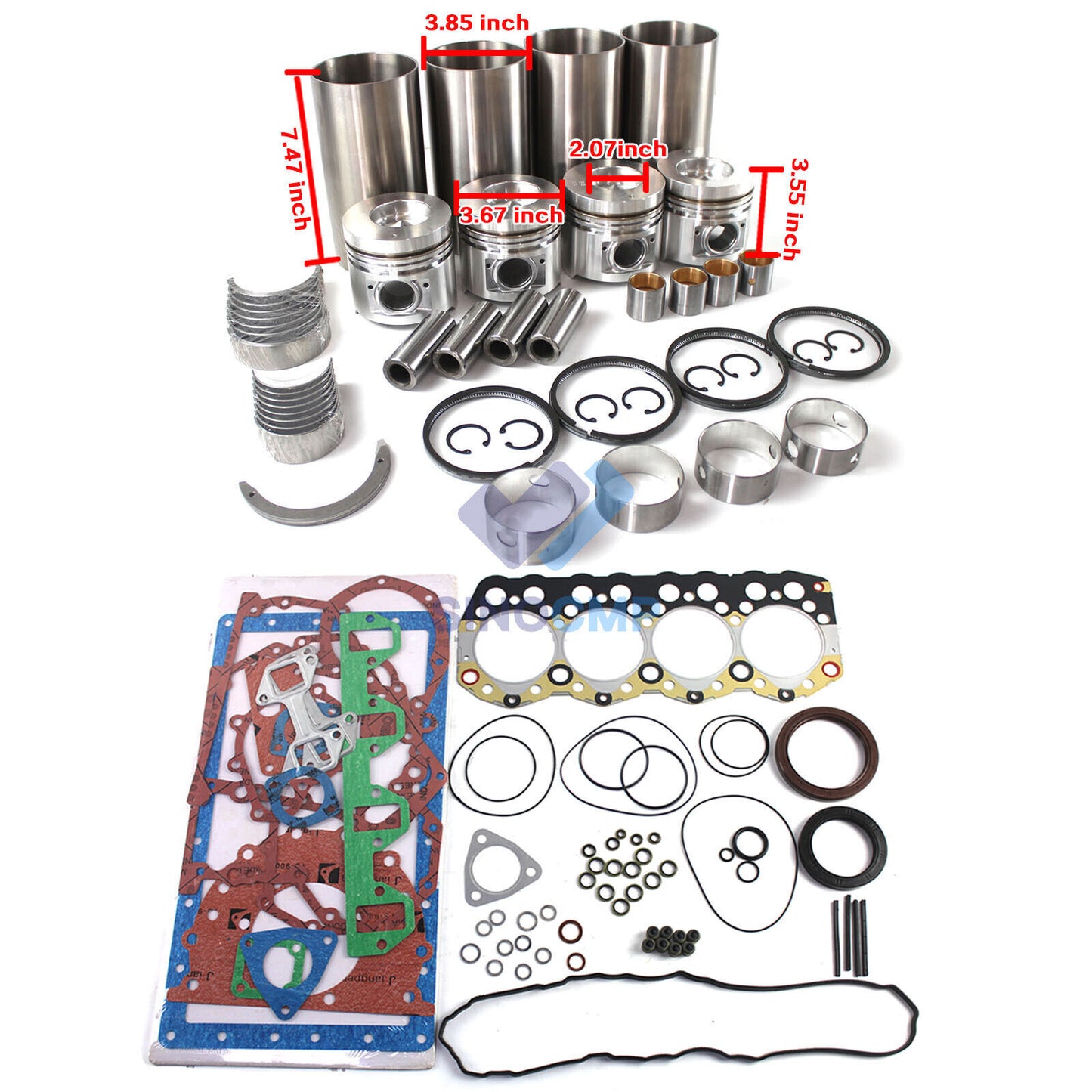 Engine Piston Rebuild Kit 3044 S4S for Mitsubishi Forklift NO.815 TCM Complete