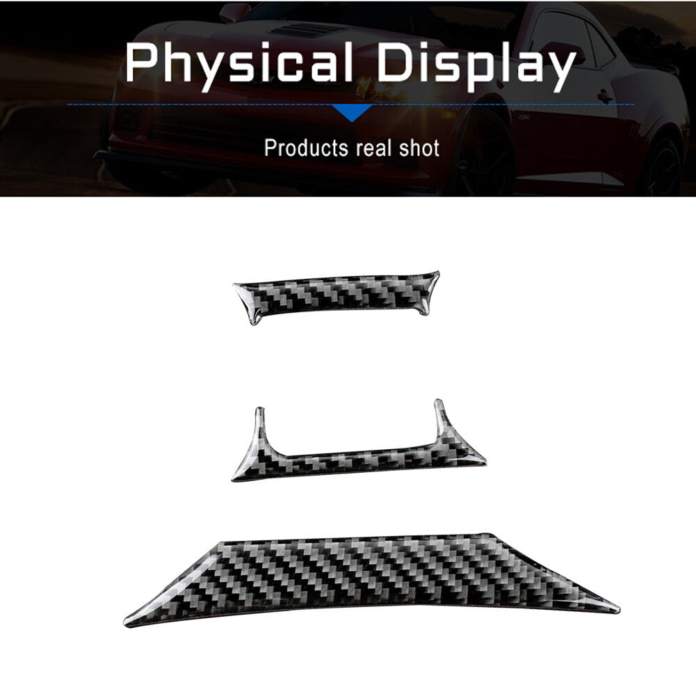 3x Carbon Fiber Console Decorative Cover Trim for Chevrolet Camaro 2010-2015
