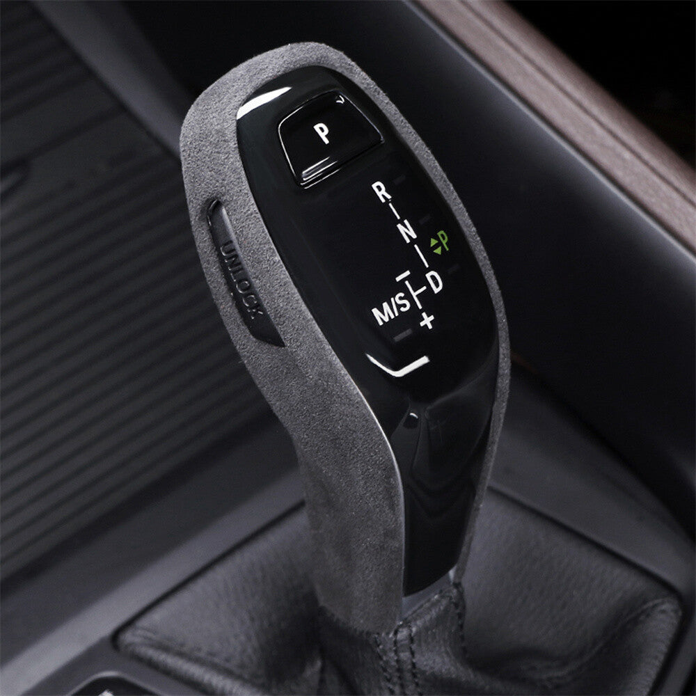 Suede Black Gray Car Gear Shift Knob Trim for BMW X1 F48 X2 F47 1 Series 2020-23