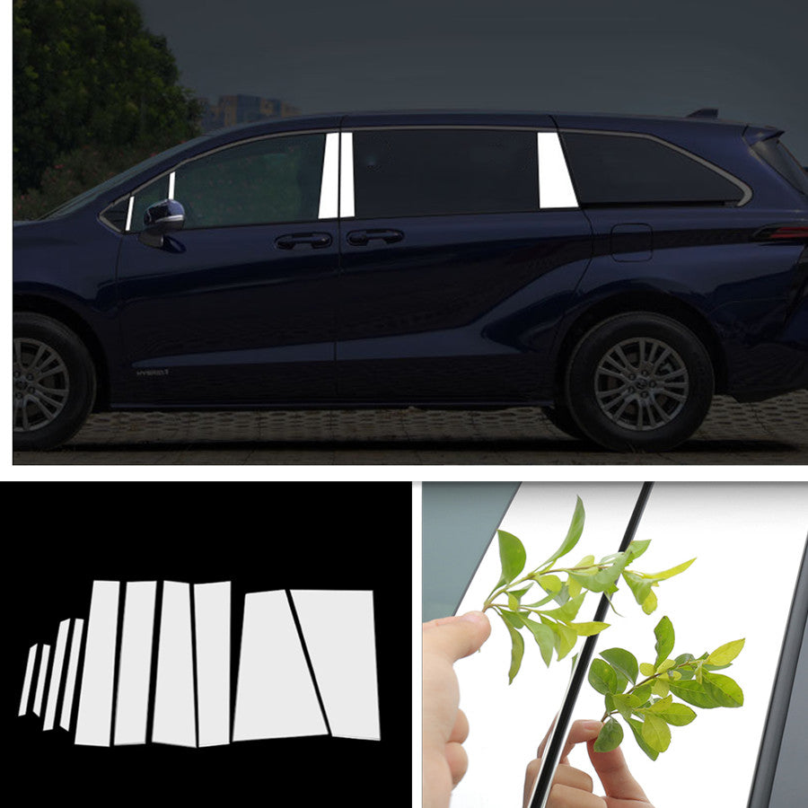 Silver Steel Side Pillar Posts Window Door Trim Cover For 2021-24 for Toyota for Sienna