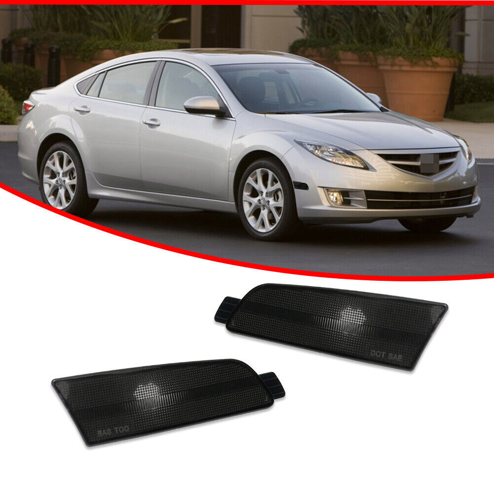 LH and right-hand smoked black lens front marking reflector kit for 2009-2013 for Mazda 6