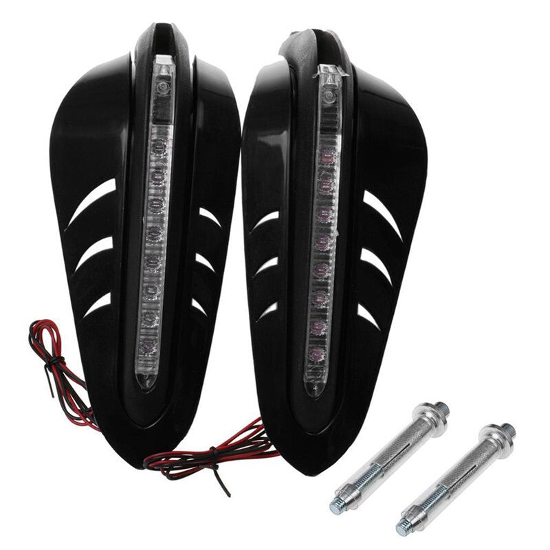2Pc 7/8 Motorcycle Hand Guard Protector 22mm HandGuards White LED Signal Light