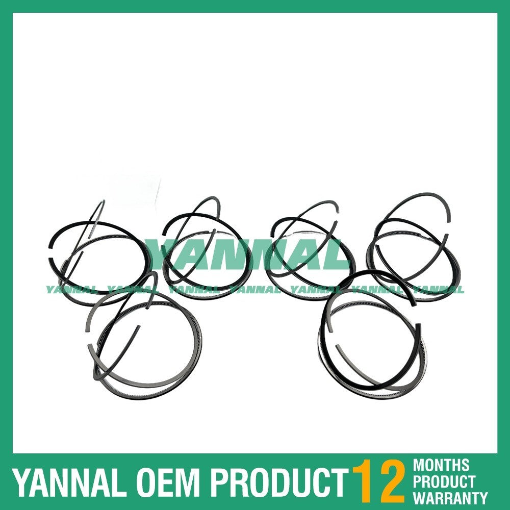 6 new 3306 Piston Ring Kits, STD 120.65 mm, for Caterpillar Excavator Engines