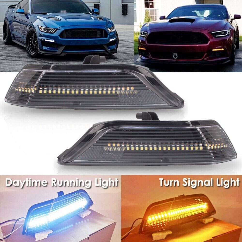 LED Front Bumper Fog Light Fit for Ford for Mustang 2015-2017 DRL Turn Signal Lamps