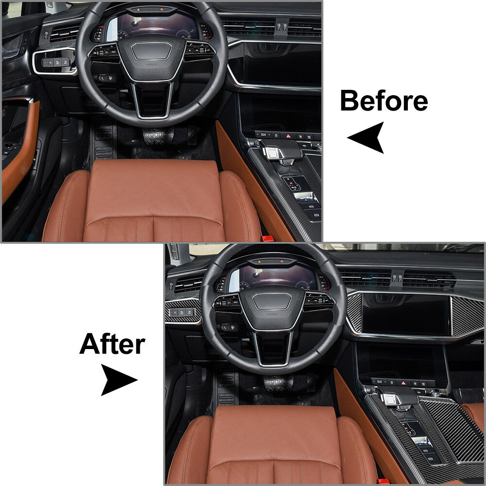 27 Pcs Carbon Fiber Full Set Interior Cover Trim for Audi A6 C8 A7 2019-2022