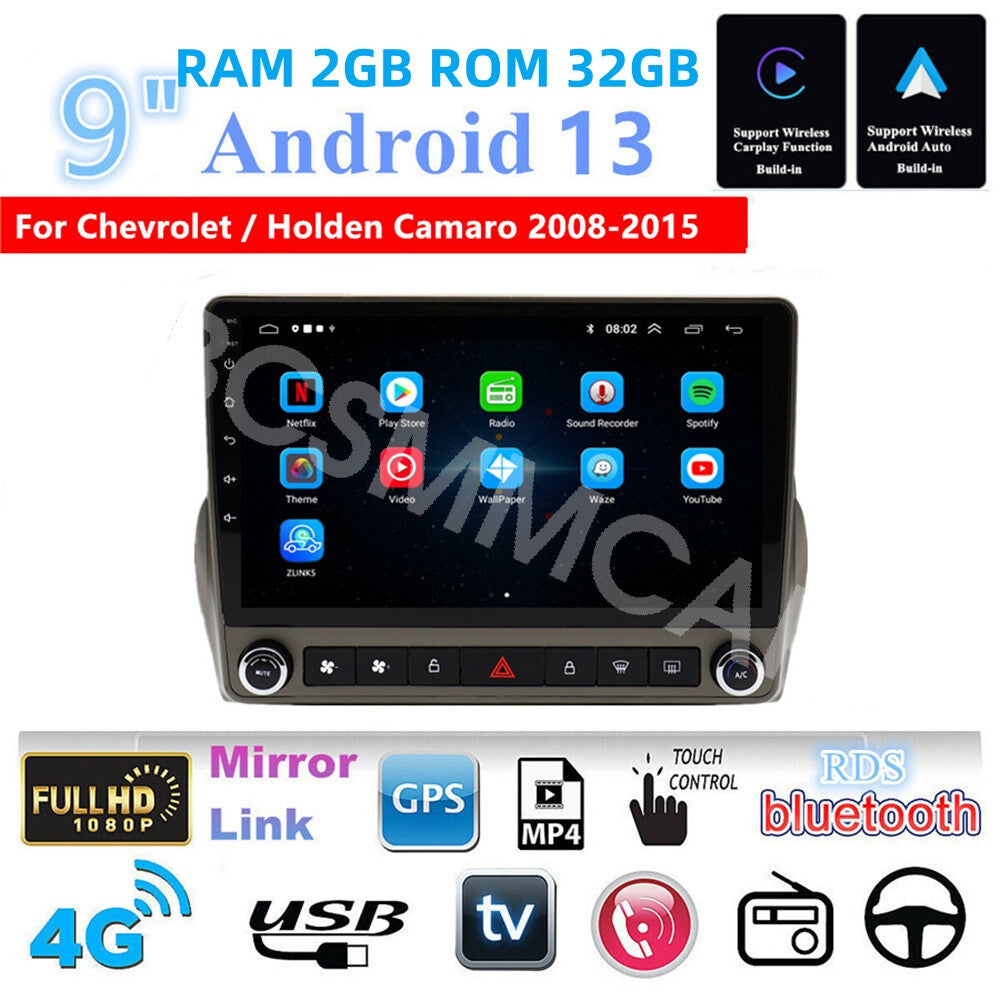 9 Android 13 Car Stereo Radio GPS Navigation Fit for Chevrolet Camaro 2008-2015