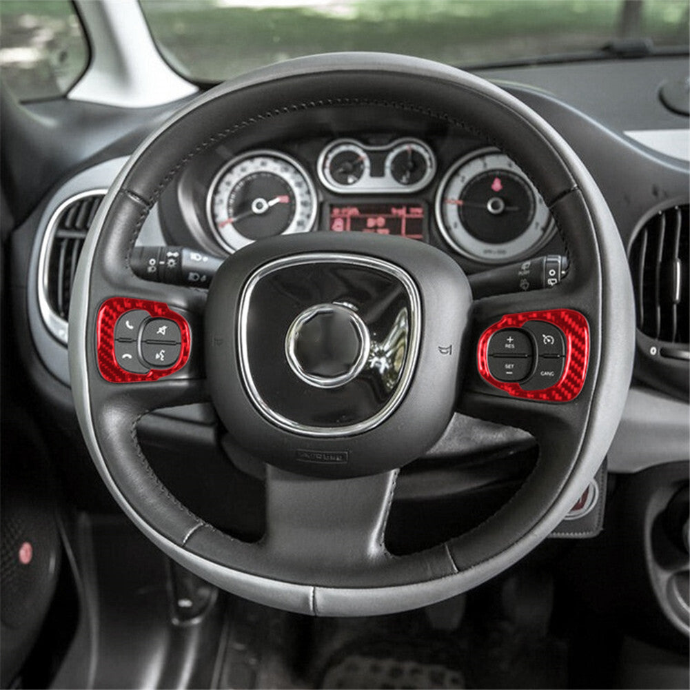 Red Carbon Fiber Steering Wheel Accent Interior Trim For 2014-2017 for Fiat 500L