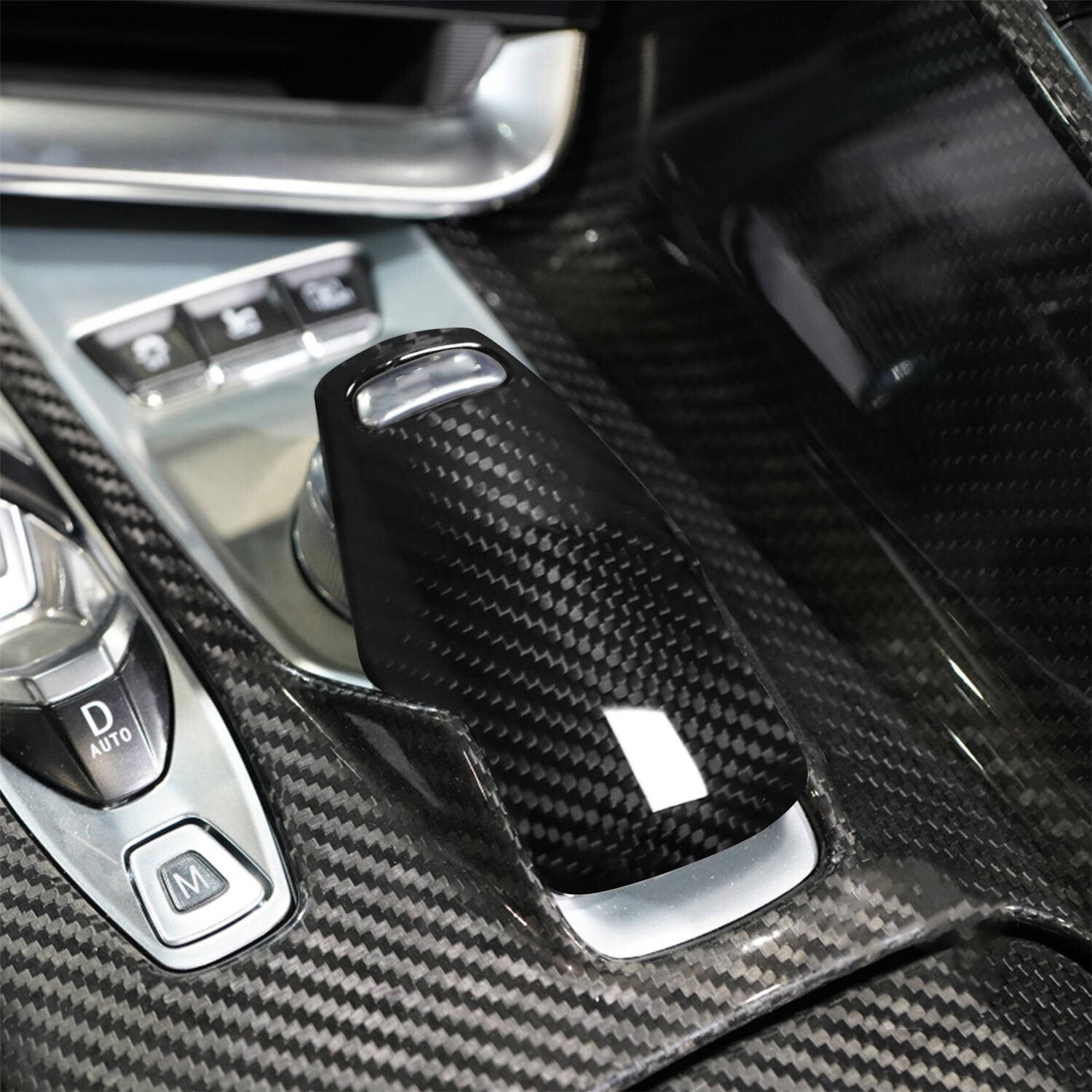 Carbon Fiber Gear Shift Knob Decor Cover for Chevrolet for Corvette C8 2020-2022