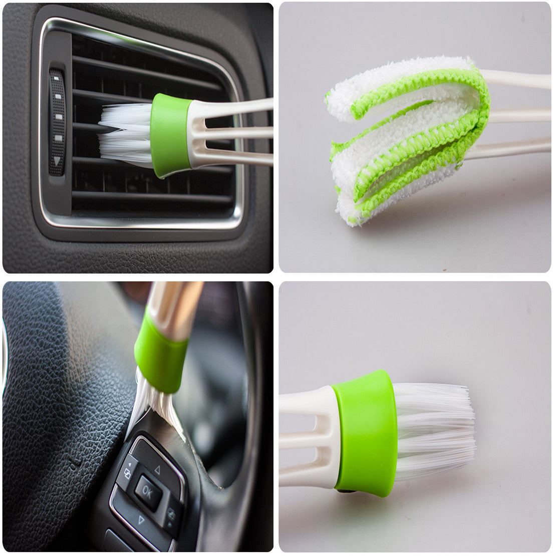 Car Indoor Double-Head Clean Brush Air-condition Outlet Window Care Cleaning