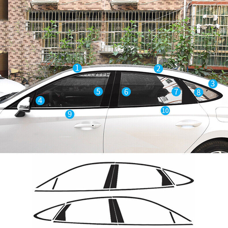 20x for Hyundai Sonata 2020-2023 Black Steel Window Sill Pillar Strip Cover Trim