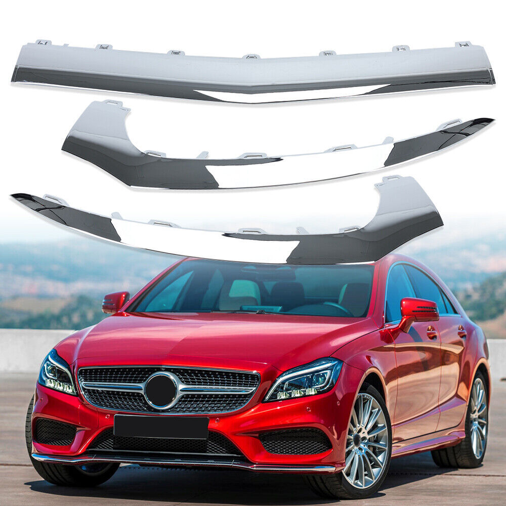 3¡Á F¨¹r for Mercedes-Benz W218 CLS Sto?stange Zierleiste Vorne Links Rechts Chrome