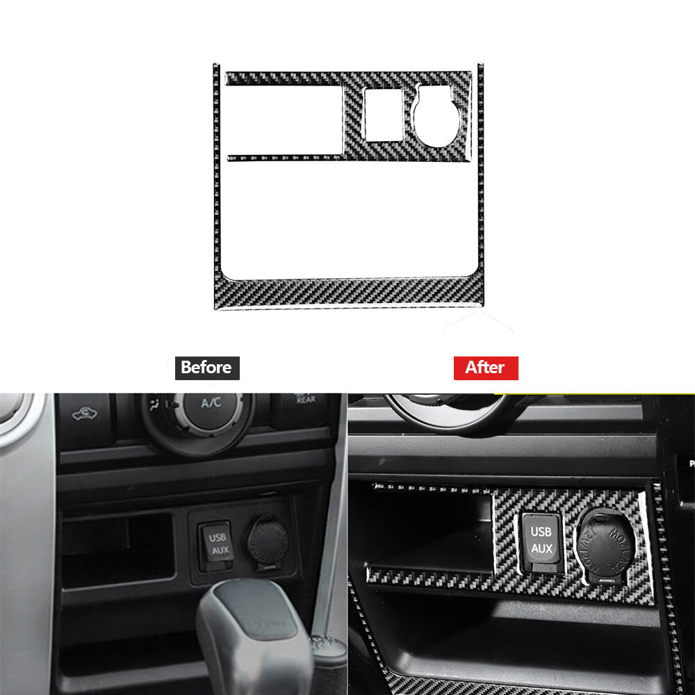 2Pcs Carbon Fiber Cigar Lighter Panel Cover Trim for Toyota 4Runner 2010-2020