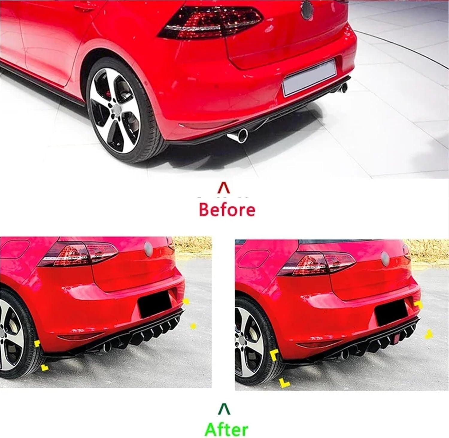 Rear Bumper Diffuser Lip W/ Light Body kit For 2012-2017 for Golf 7 MK7 GTI GTD TSI