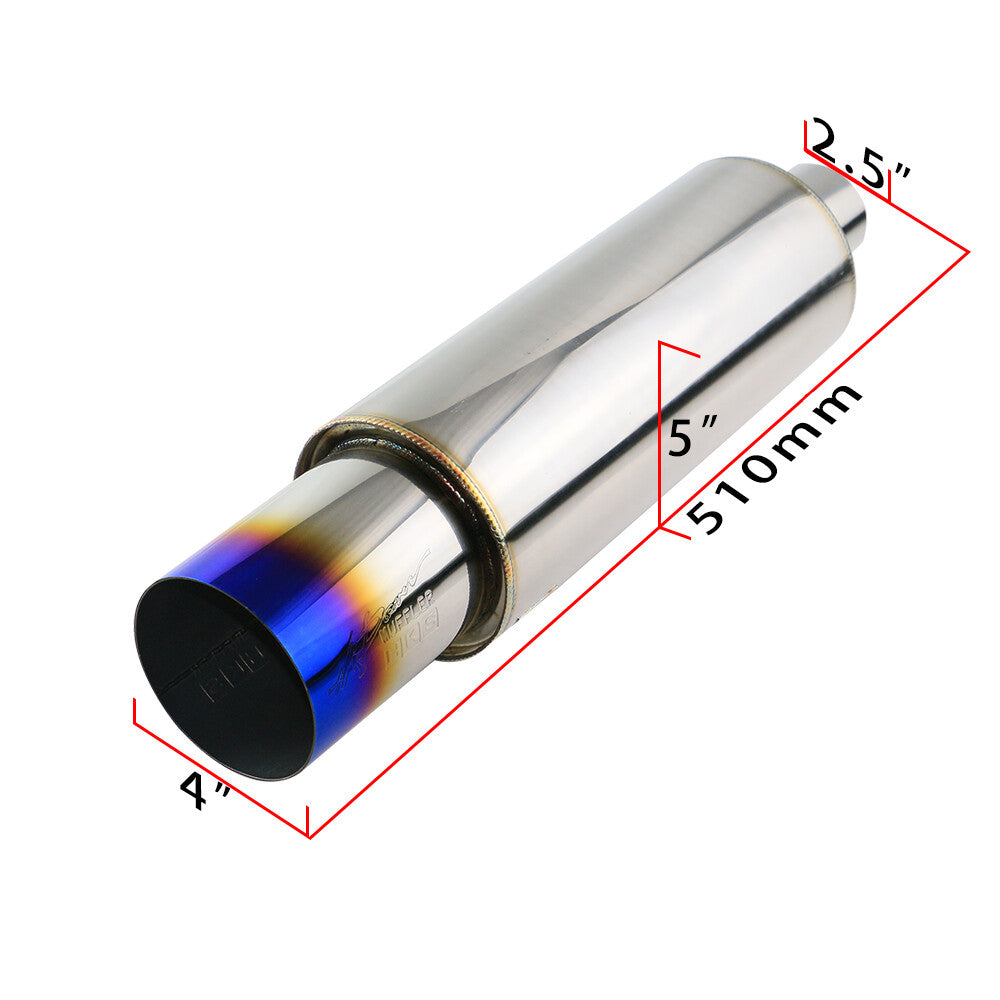 2.5 inlet Straight Flow Racing Exhaust Muffler Tips OD 4inch Body 5 510mm