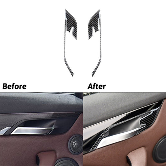 3Pcs Carbon Fiber Interior Rear Door Handle Cover Trim for BMW X1 F48 2016-2018