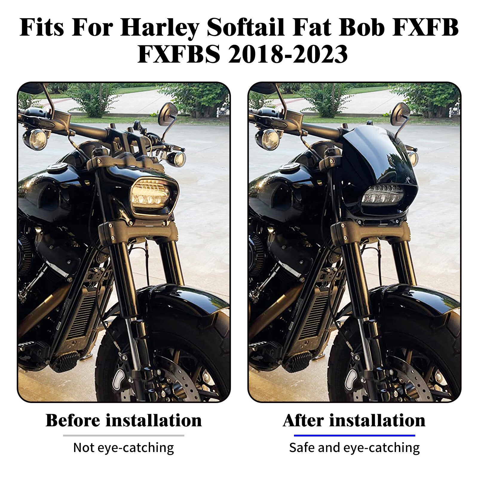 Unpainted Headlight Fairing Mask Cowl Fits for Harley Softail M8 Fat Bob 18-2023