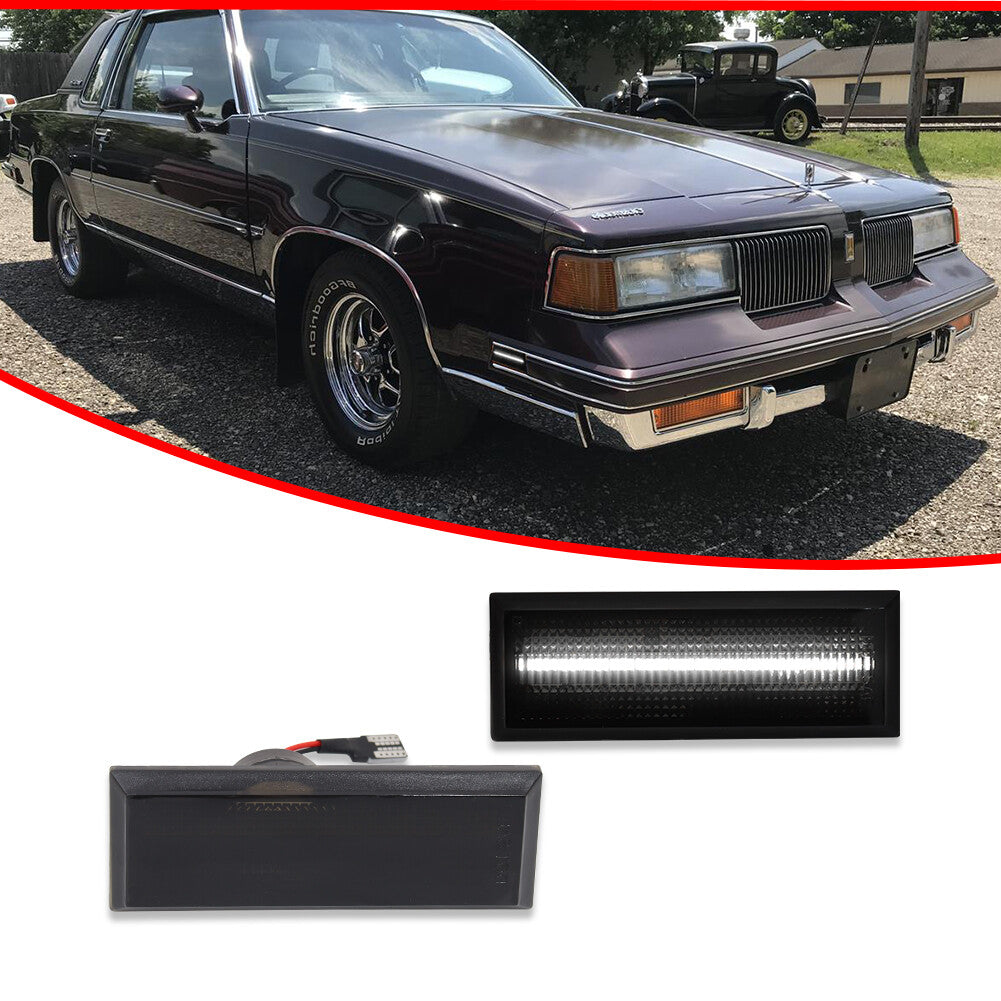 Suitable for 1981-1988 Cutlass Smoked Lens Front Fender White LED Side Marker Light
