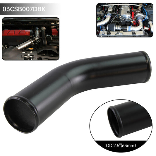 45 Degree 63mm 2.5 inch Aluminum Intercooler Intake Pipe Piping Tube Hose Black