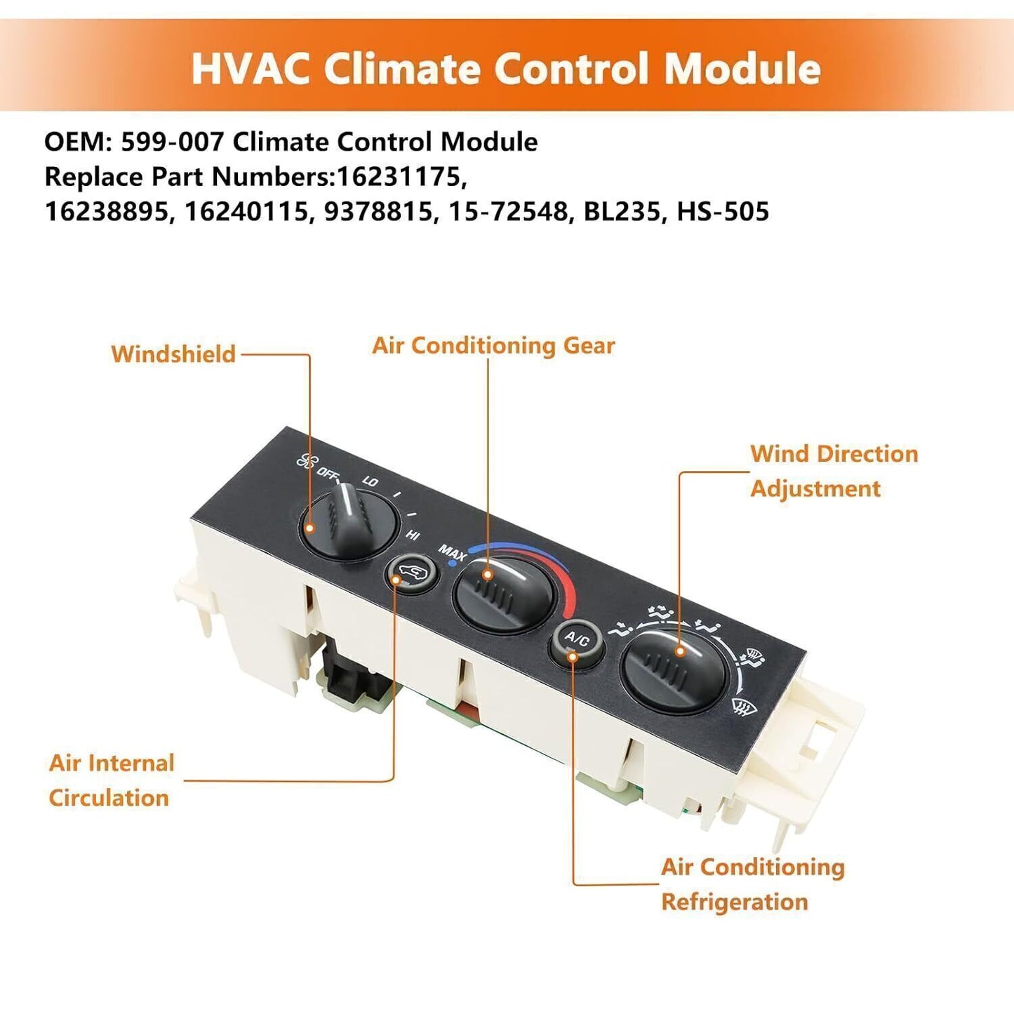 Heater A/C Control Panel Switch Unit for 1996 -2002 for Chevrolet for GMC C1500 K1500