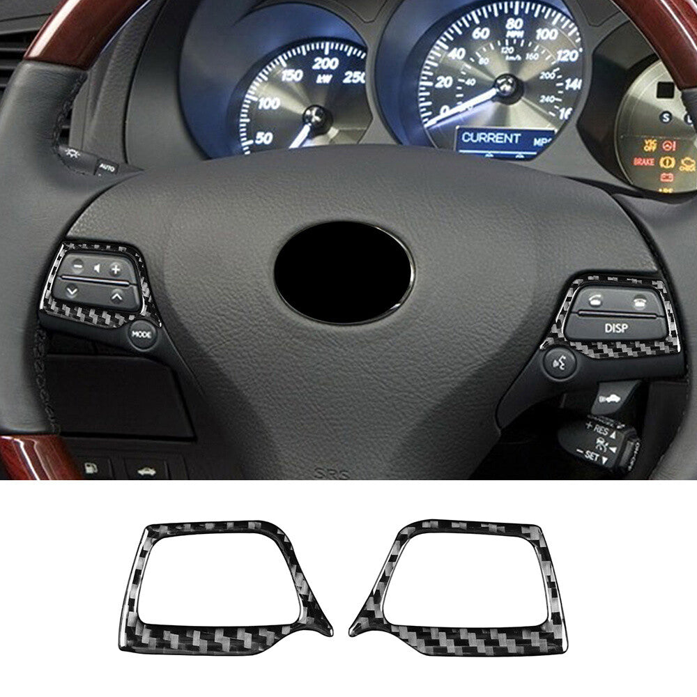 Soft Carbon Fiber Interior Steering Wheel Button Cover Trim For Luxus GS 2006-11