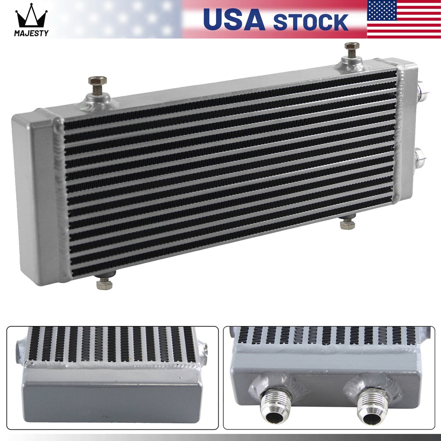 Universal Medium Bar and Plate Dual Pass Oil Cooler Core:14x5.5x1.58 Silver