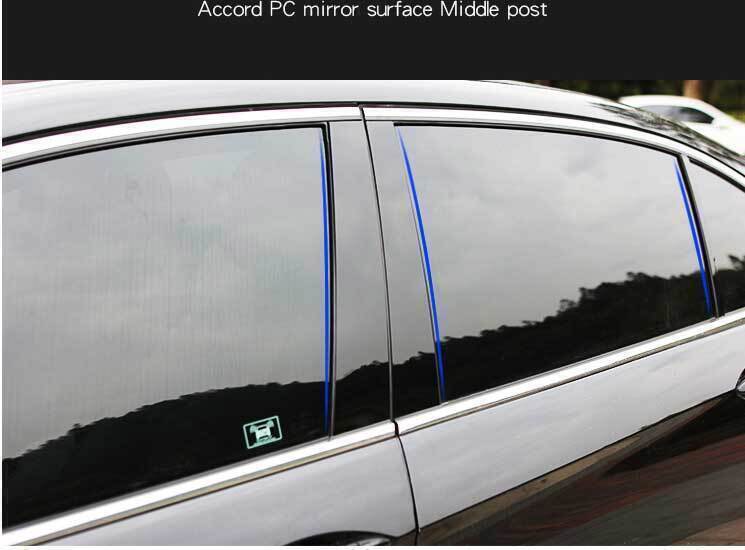for Honda Accord 14-17 Gloss Black Pillar Posts Door Window Trim Decal Strip 6X