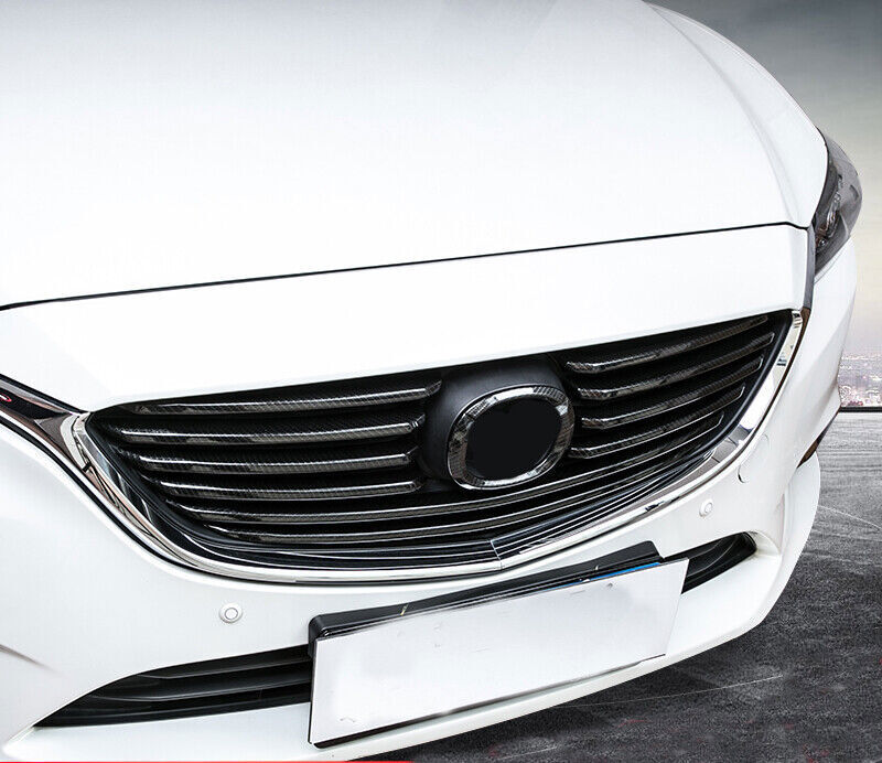 for Mazda 6 Atenza 2017-2018 Carbon Fiber ABS Front Grille Strip Cover Trim 10x