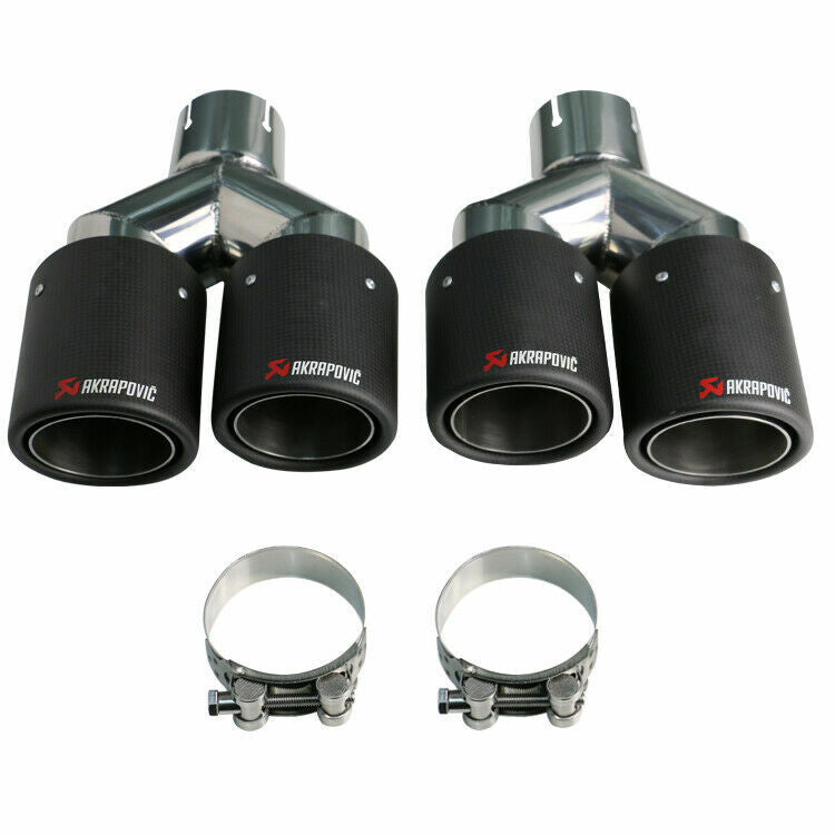 Universal Carbon Fiber Exhaust Tips Dual Pipe ID:2.5 63mm OD:3.5 89mm Y-Style