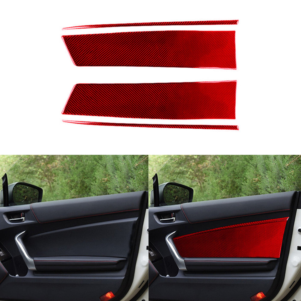 4Pcs Red Carbon Fiber Door Panel Cover Trim for Toyota 86 for Subaru BRZ 2016-2020