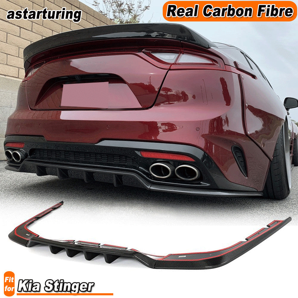 for Kia Stinger REAL Carbon Fiber CF Rear Bumper Lip Diffuser Spoiler Splitter