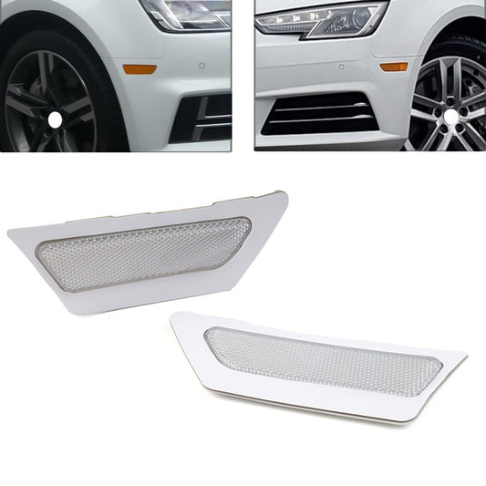 1 Pair White Front Bumper Reflector Side Marker Lights for Audi A4 B9 2017-2019