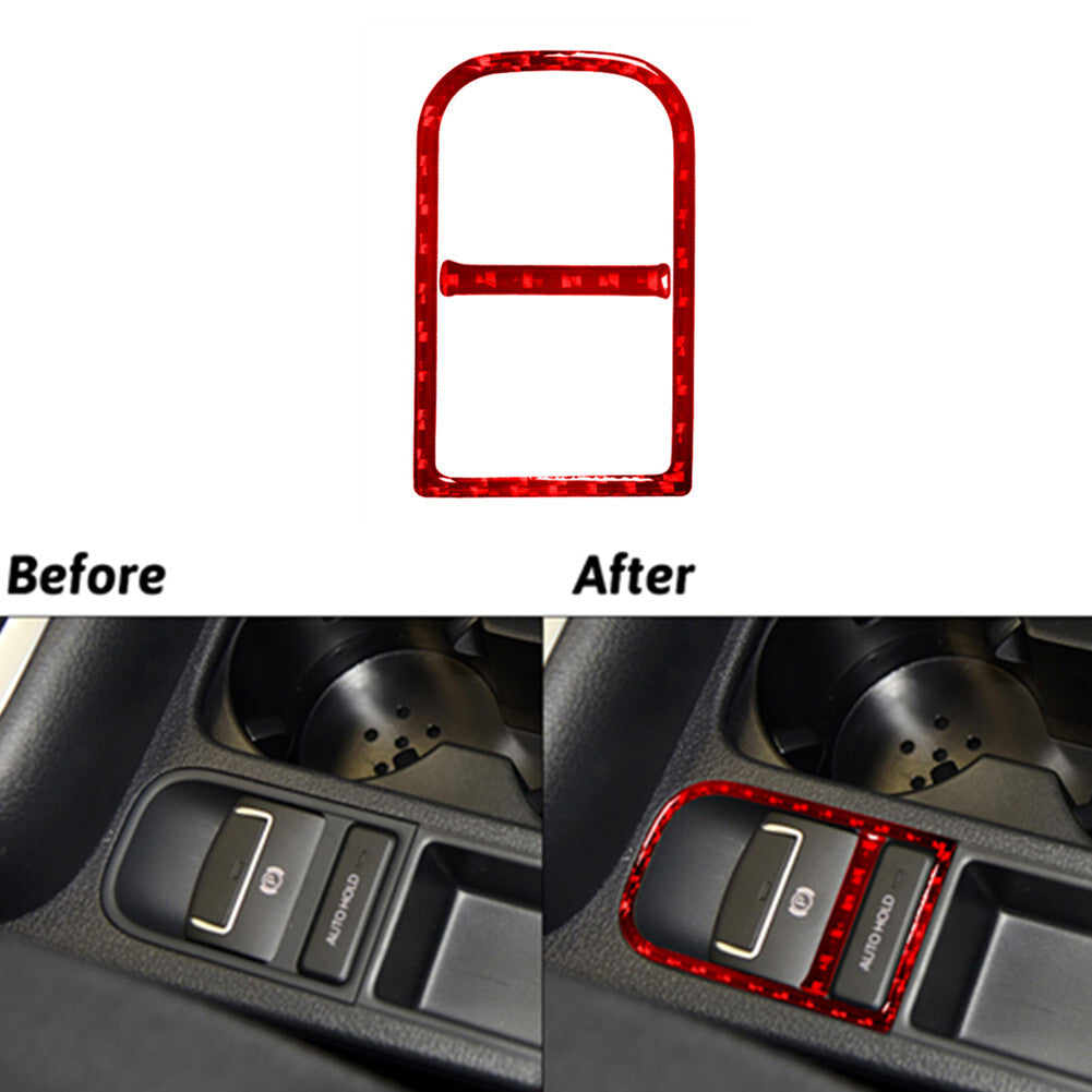 Red Carbon Fiber EPB Console Frame Trim for Volkswagen for Tiguan 2013-2017