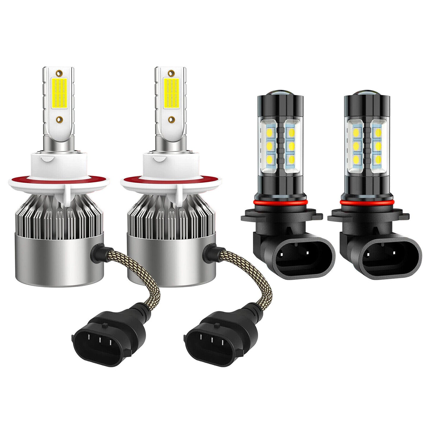 8000K LED Headlight Hi/Lo + Fog Light For 2004-2014 for Ford F-250 4X Bulbs Cambo