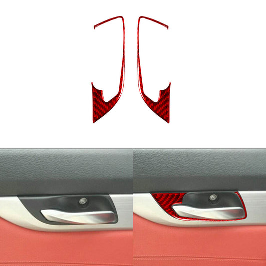 2Pcs Red Carbon Fiber Interior Door Handle Cover Trim for BMW Z4 E89 2009-2016