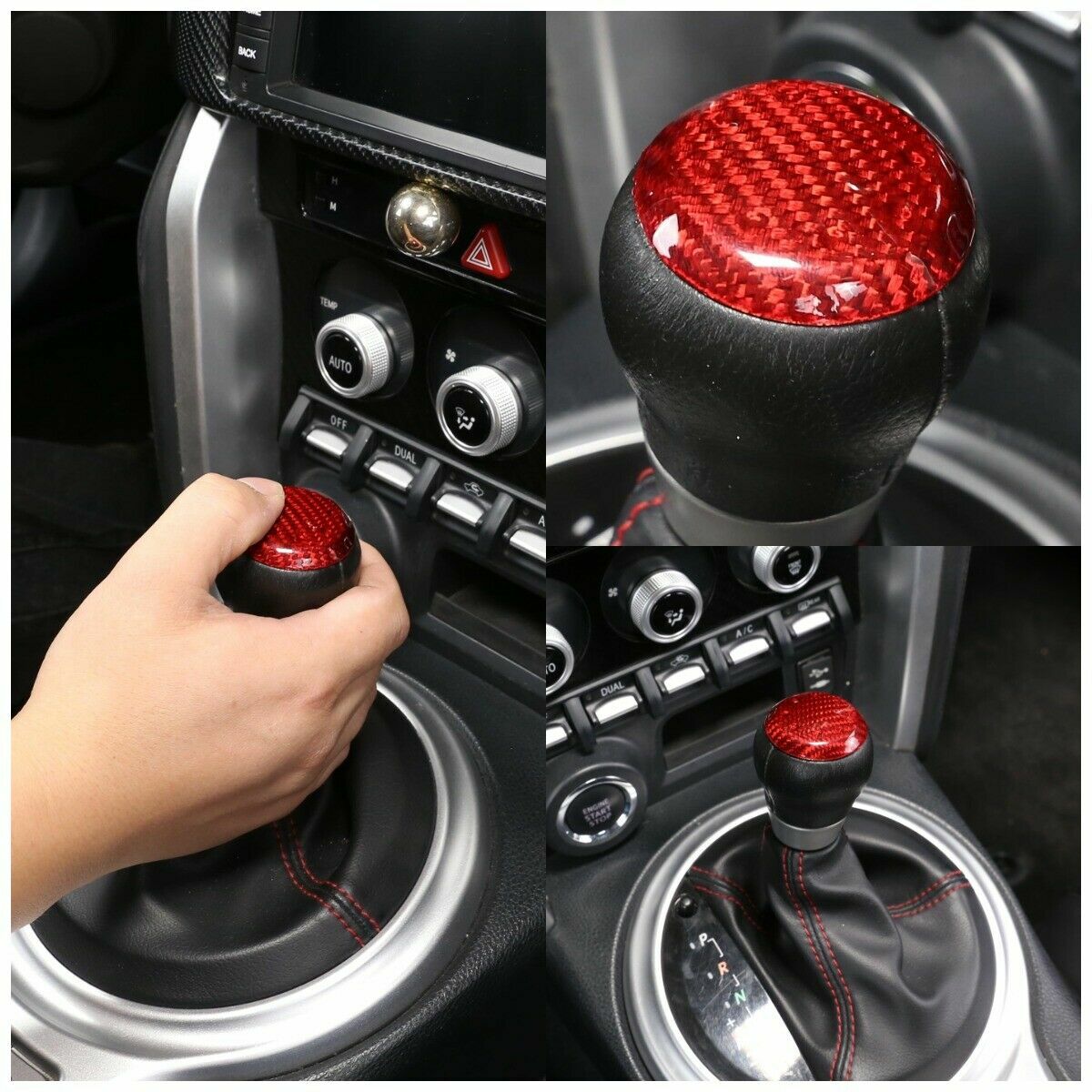 Real Red Dry Carbon Fiber Gear Shifter Panel Trim Fit for Toyota 86 2013-21