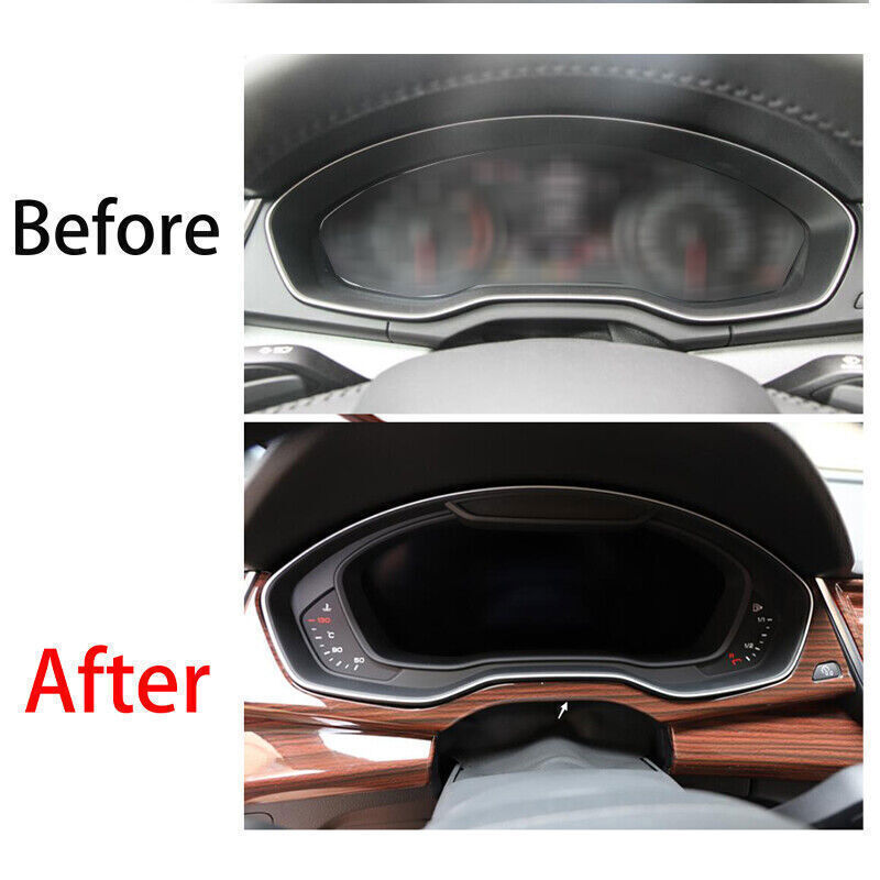 for Audi Q5 2018-2024 Red Wood Grain Inner Instrument Dashboard Panel Trim Cover
