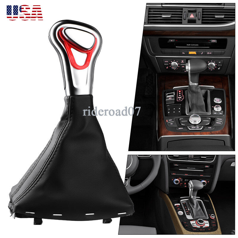 Gear Shift Knob Shifter Leather Gaiter Boot Cover for Audi A4 A5 A6 Q5 Q7 Black