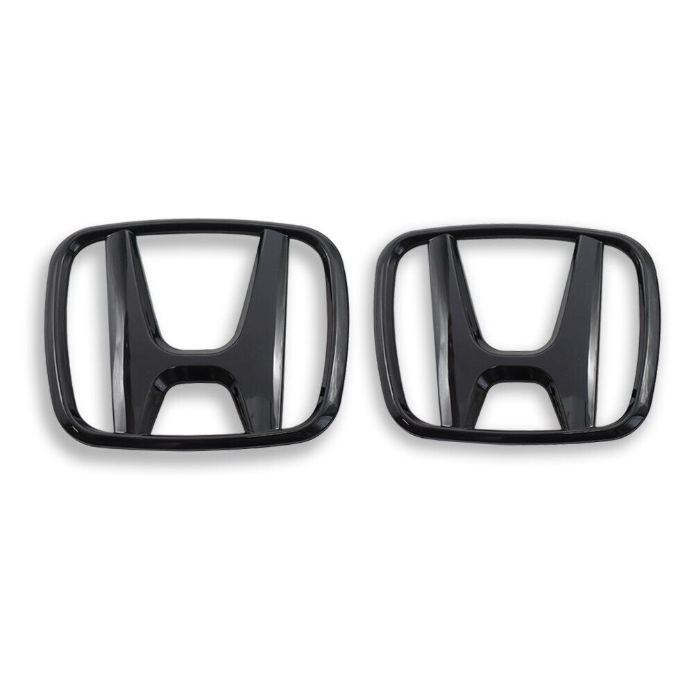 2021-2023 for Honda for Civic Front and Rear Badges H+ FE Badges Gloss Black 1 Pair