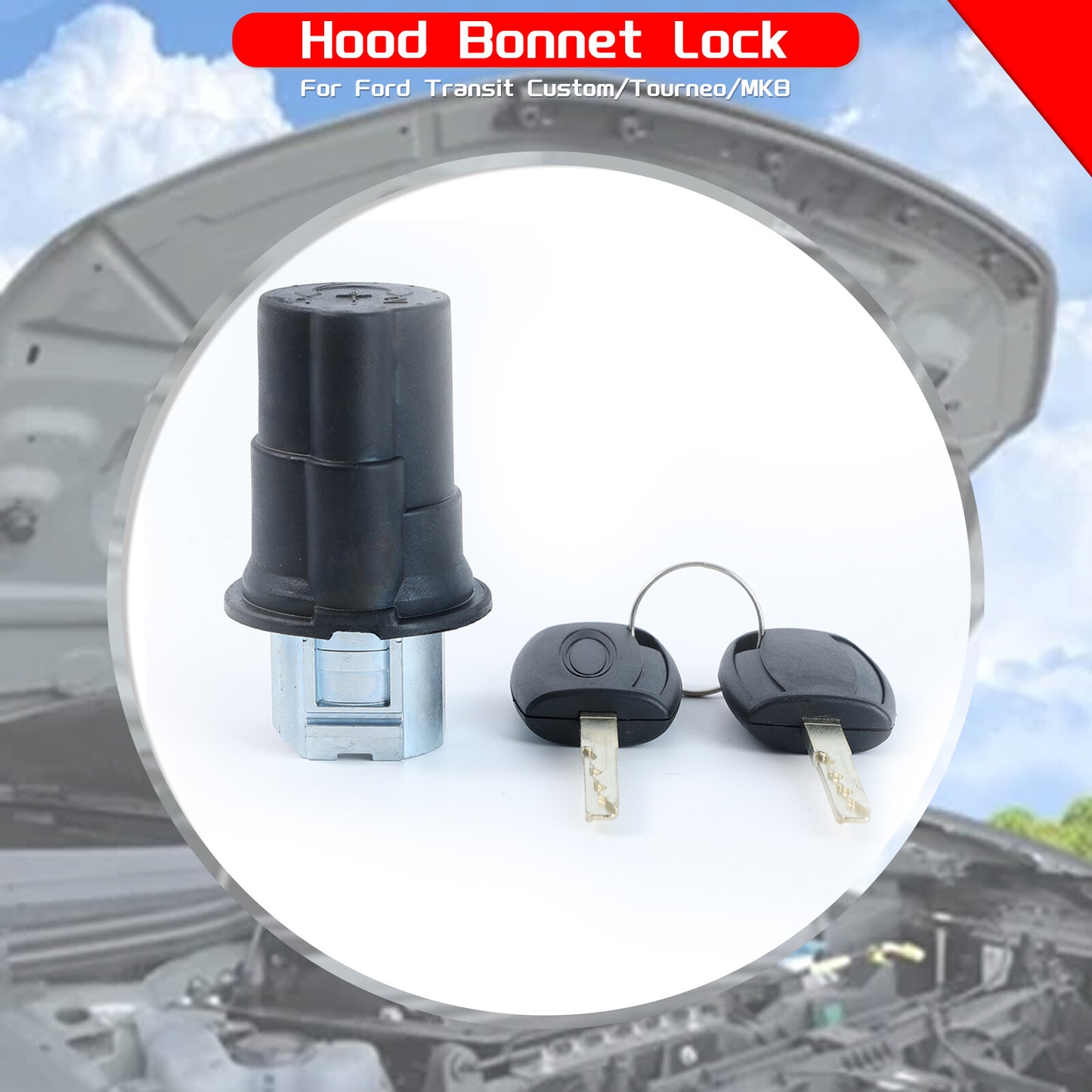 Engine Hood Lock 1926225 for Ford MK8 14 ? 23 Transit Tourneo Custom With 2 Keys