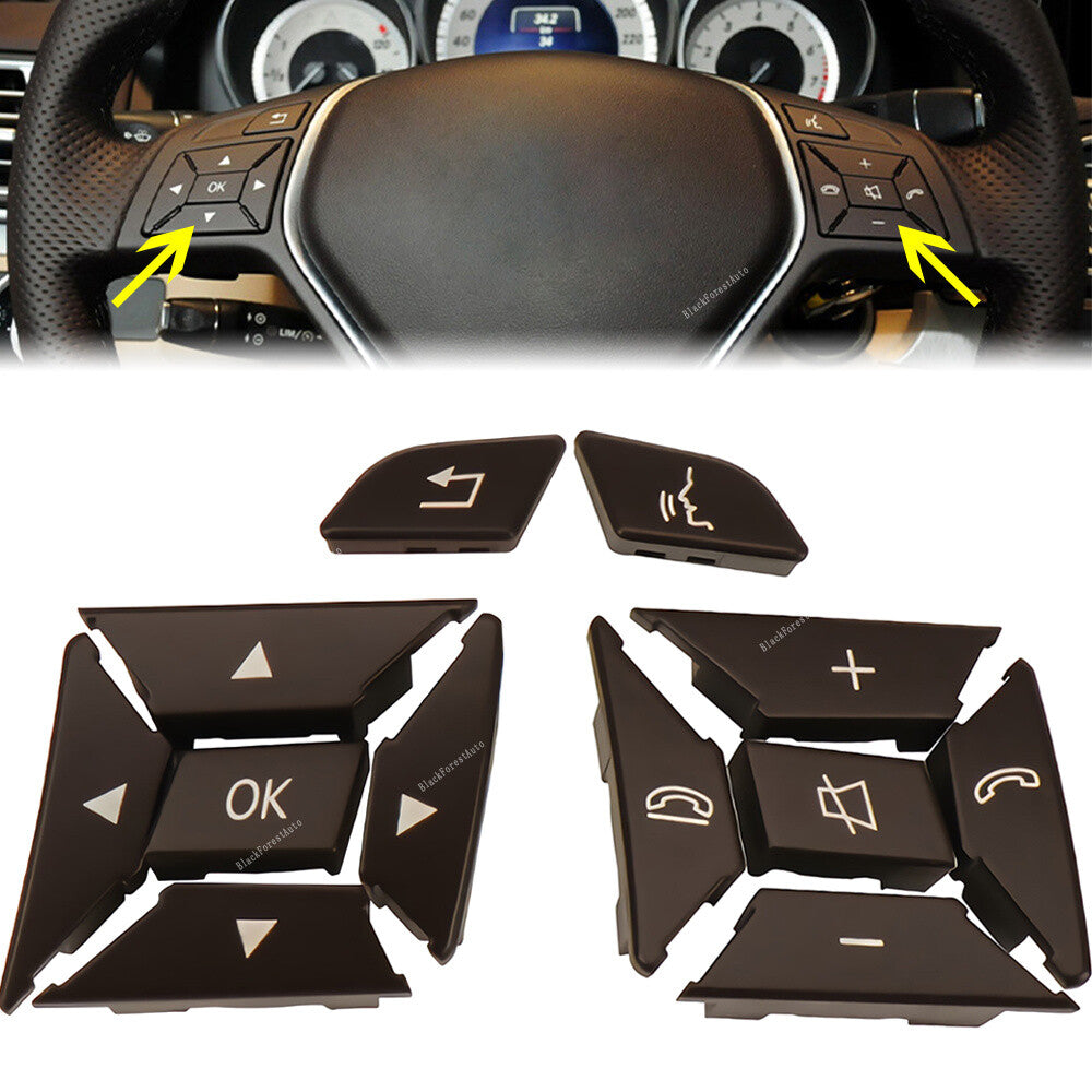 for Mercedes C Class Brown LHRH Steering Wheel Control Menu Switch Button Cover