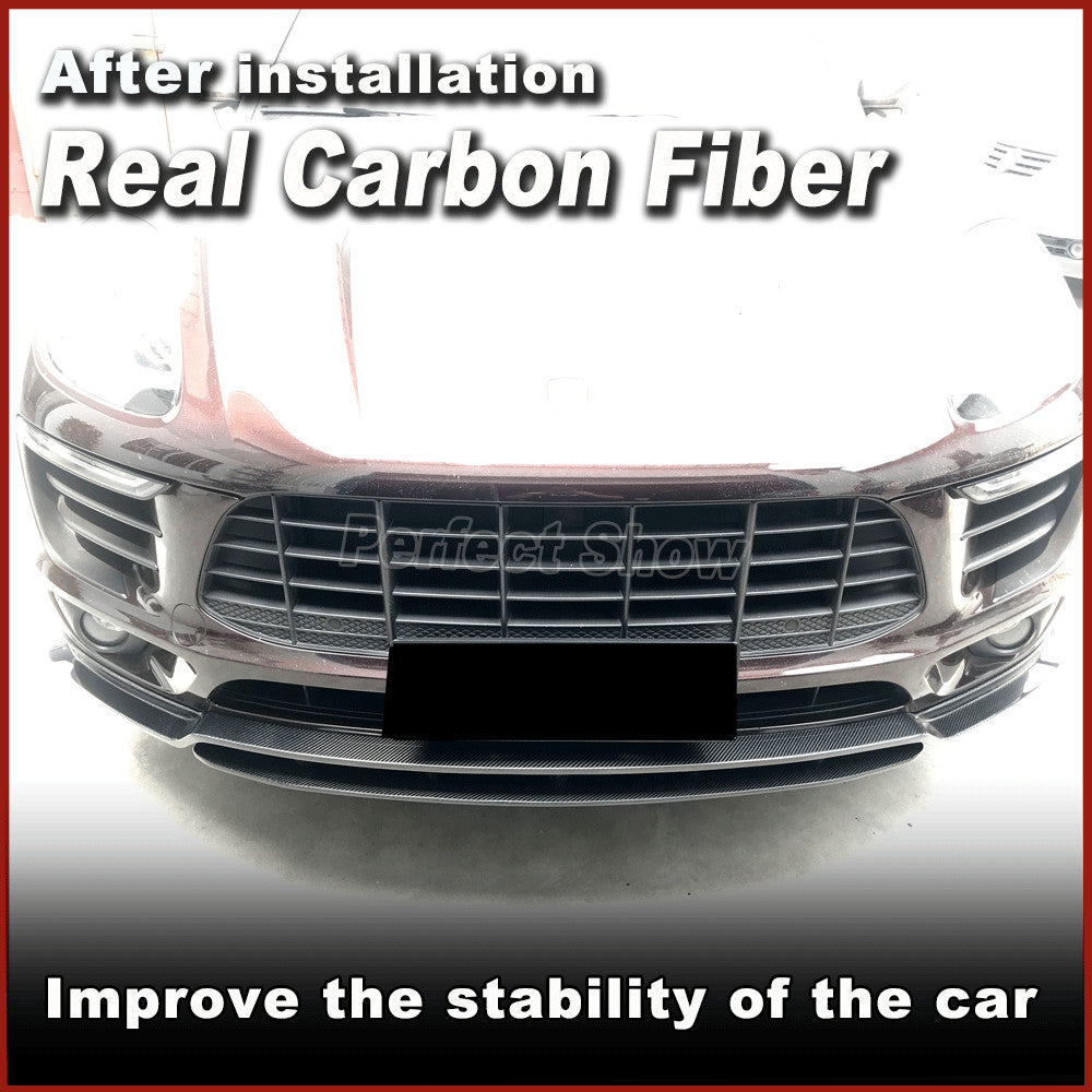for Porsche Macan 2014-2017 Front Bumper Chin Lip Spoiler Body Kit REAL CARBON