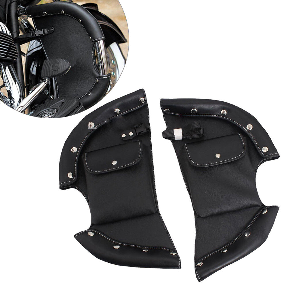 Black Soft Lowers Chaps Engine Guard Cover Leg Warmer For Indian 2014-2022