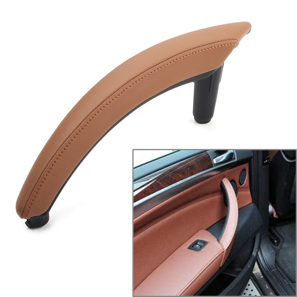 Door Trim Pull Handle Left Side Real Leather for BMW X5 X6 E70 Yellow brown