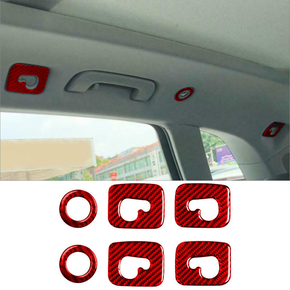 6Pcs for Audi Q5 2018-2021 Red Carbon Fiber Interior Roof Hook Cover Trim