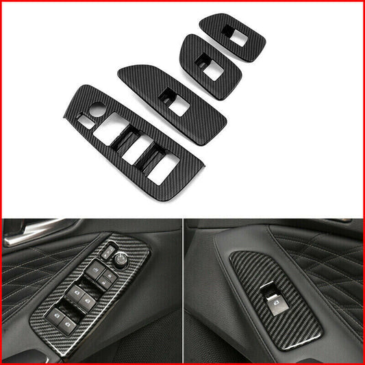 Carbon Fiber 4X Window Lift Switch Panel Cover Trim for Toyota for Avalon 2019 -2021