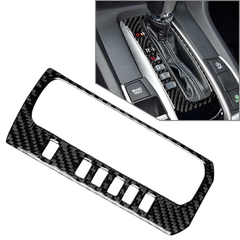 Fits for Honda for Civic 10th 2016-2019 18 Carbon Fiber Gear Shift Knob Panel Cover Trim