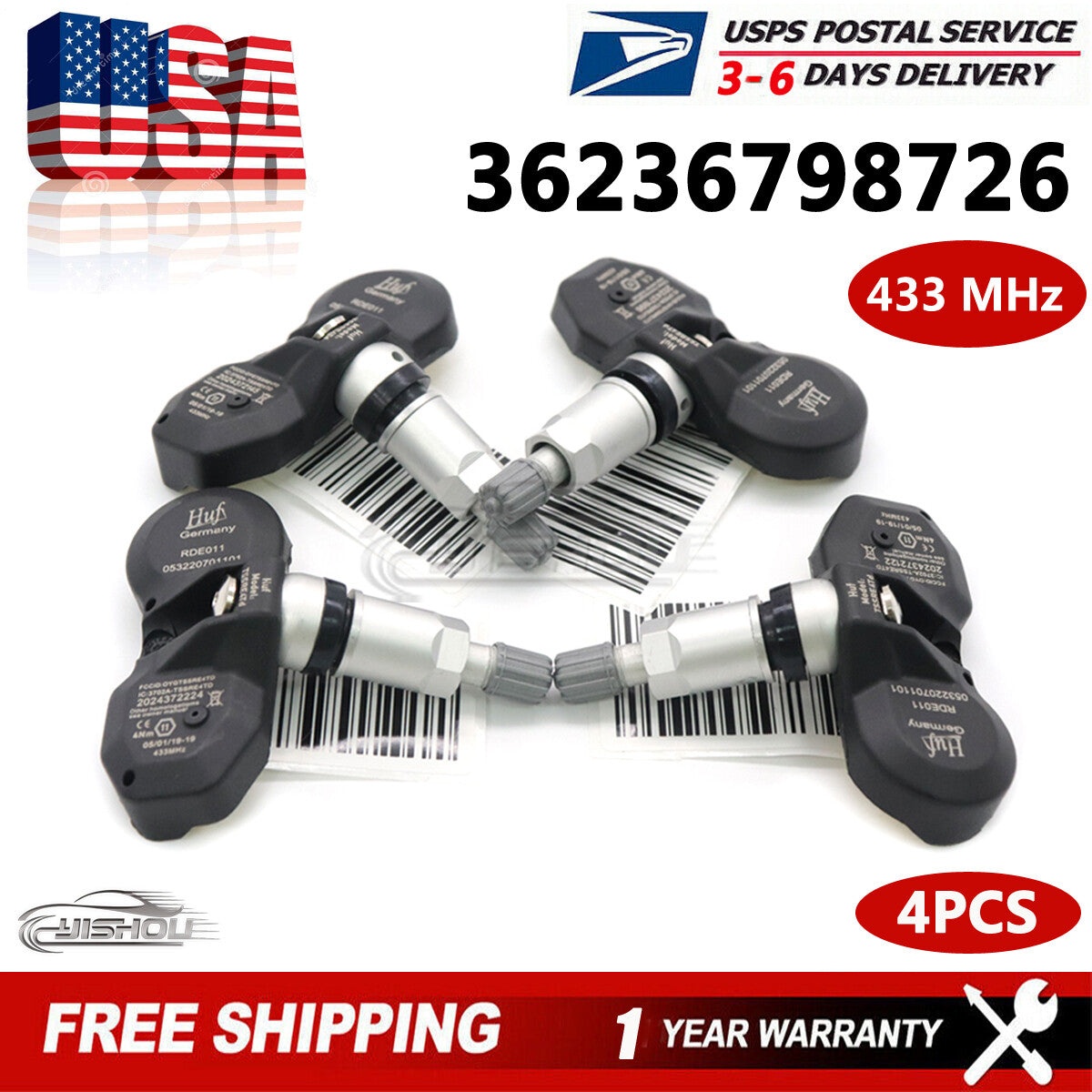 Set(4) Tire Pressure Monitoring Sensor for BMW E53 E70 E71 E85 E89 TPMS 433MHz